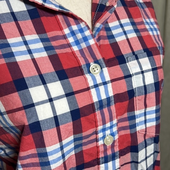 LL Bean Red, Blue, and White Plaid Button Down - Picture 3 of 5